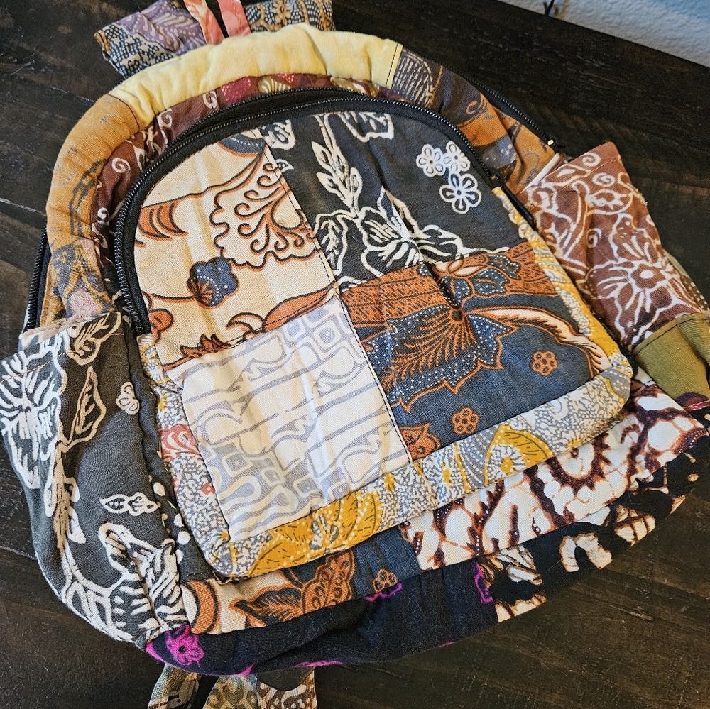 Boho Festival Patchwork Backpack Multicolor Fabric - image 8